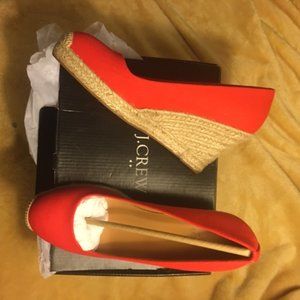 J Crew Red Canvas Wedge Shoes